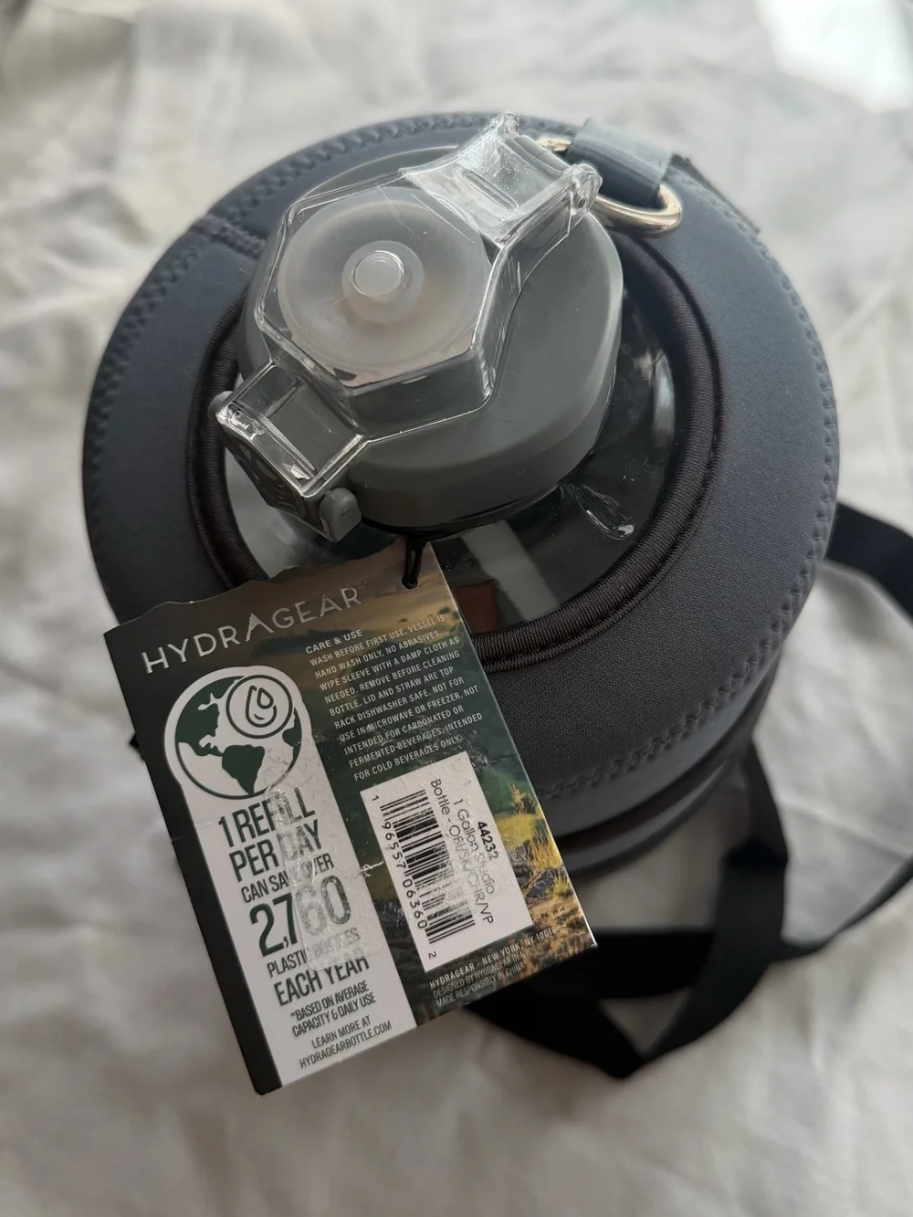 NWT HYDRAGEAR Neoprene Insulated Gray Men’s Water Bottle Sling 1 gal-3.8 L